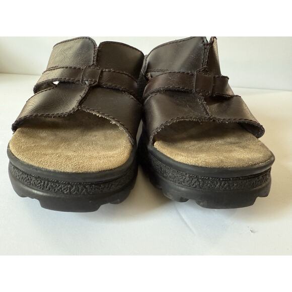 Vtg Y2k No Boundaries Chunky Platform Slip On Sandals Women’s Sz 10.5 Brown READ - Picture 7 of 11